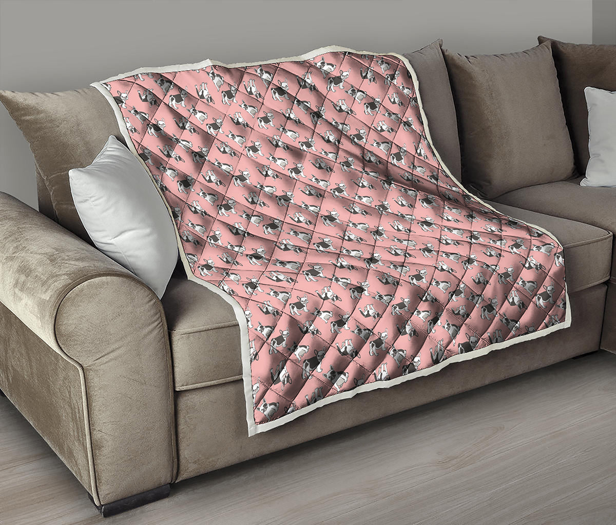 Cute French Bulldog Puppy Pattern Print Quilt