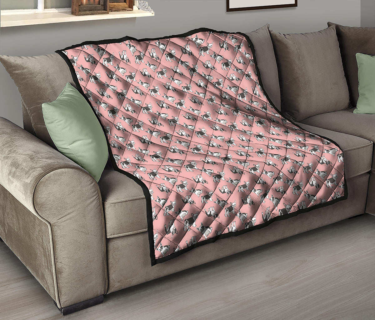 Cute French Bulldog Puppy Pattern Print Quilt