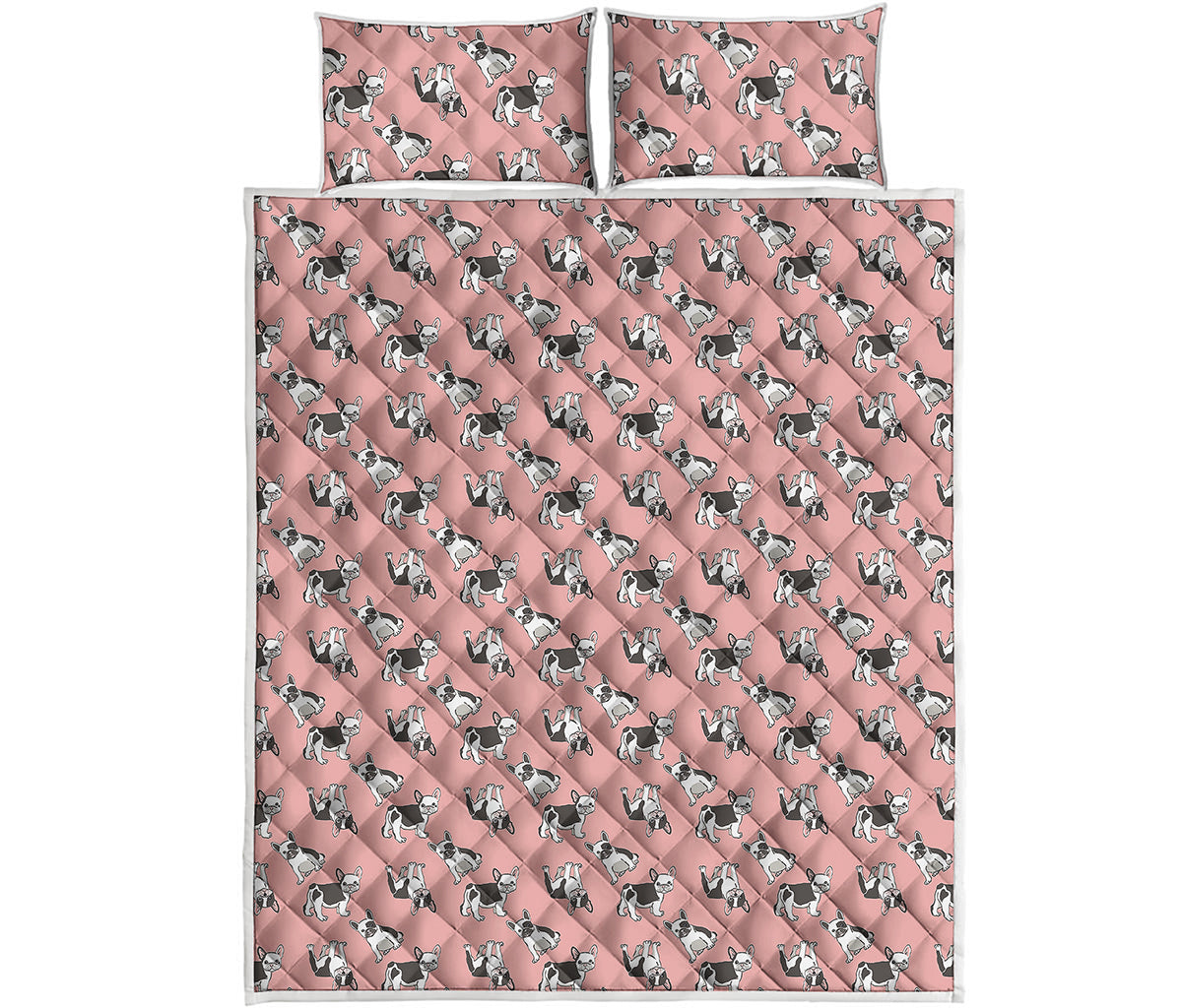 Cute French Bulldog Puppy Pattern Print Quilt Bed Set