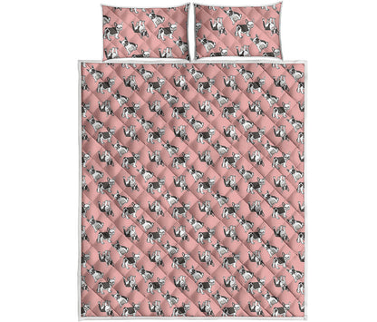 Cute French Bulldog Puppy Pattern Print Quilt Bed Set