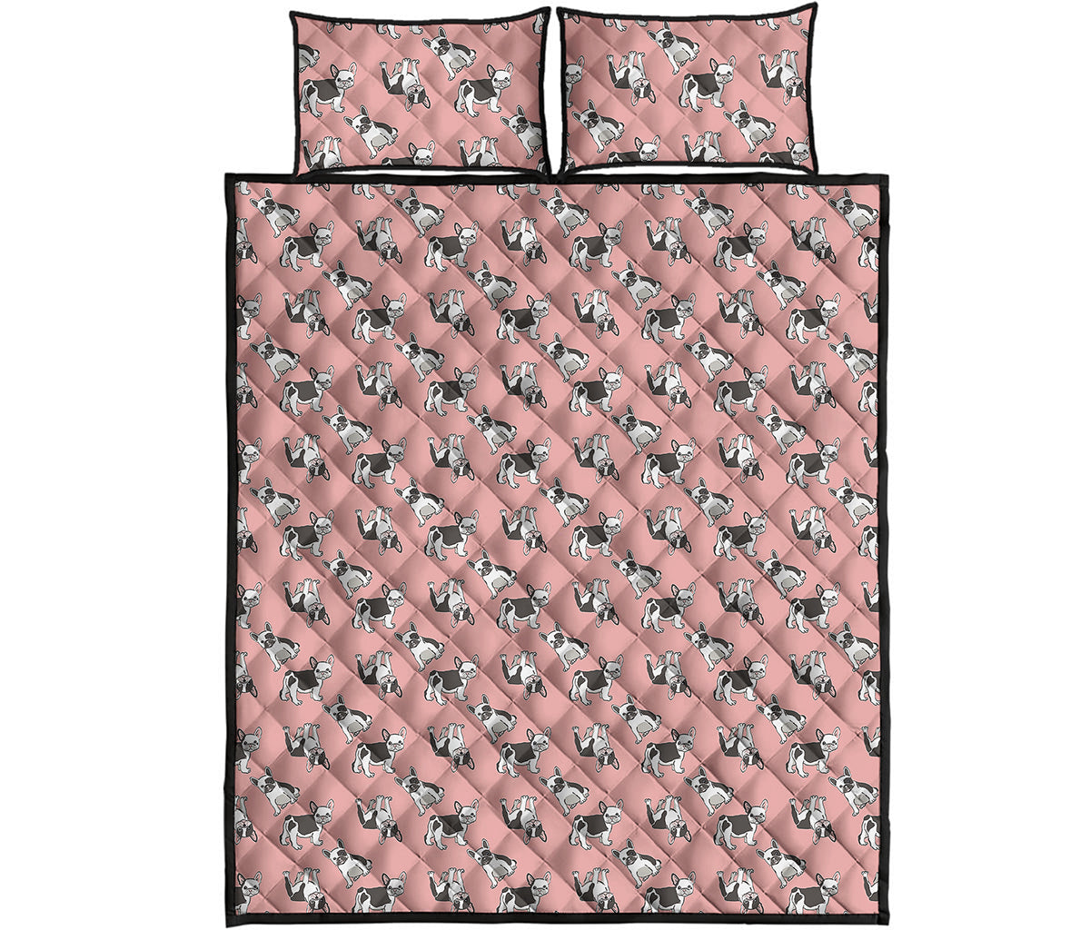 Cute French Bulldog Puppy Pattern Print Quilt Bed Set