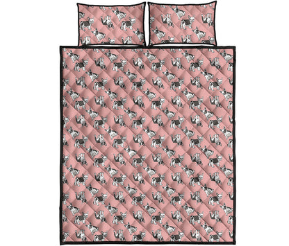 Cute French Bulldog Puppy Pattern Print Quilt Bed Set