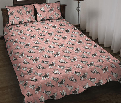 Cute French Bulldog Puppy Pattern Print Quilt Bed Set