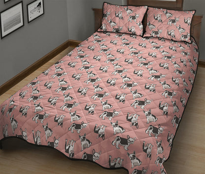 Cute French Bulldog Puppy Pattern Print Quilt Bed Set