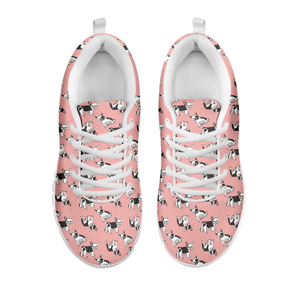 Cute French Bulldog Puppy Pattern Print White Sneakers