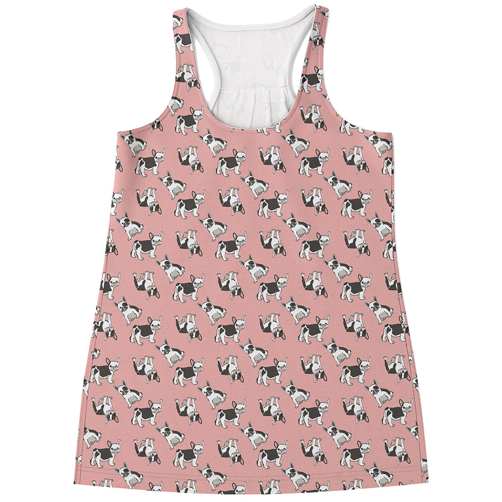 Cute French Bulldog Puppy Pattern Print Women's Racerback Tank Top