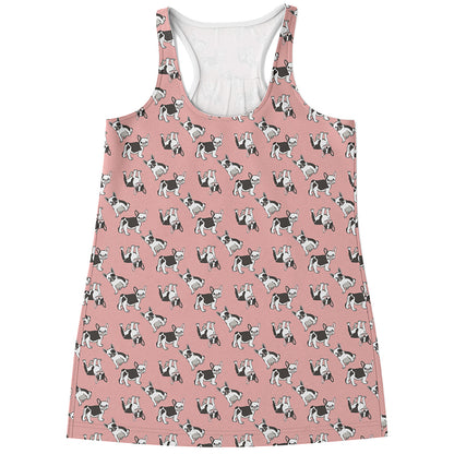Cute French Bulldog Puppy Pattern Print Women's Racerback Tank Top
