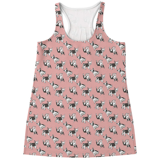 Cute French Bulldog Puppy Pattern Print Women's Racerback Tank Top