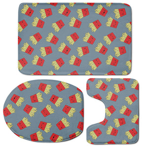 Cute French Fries Pattern Print 3 Piece Bath Mat Set