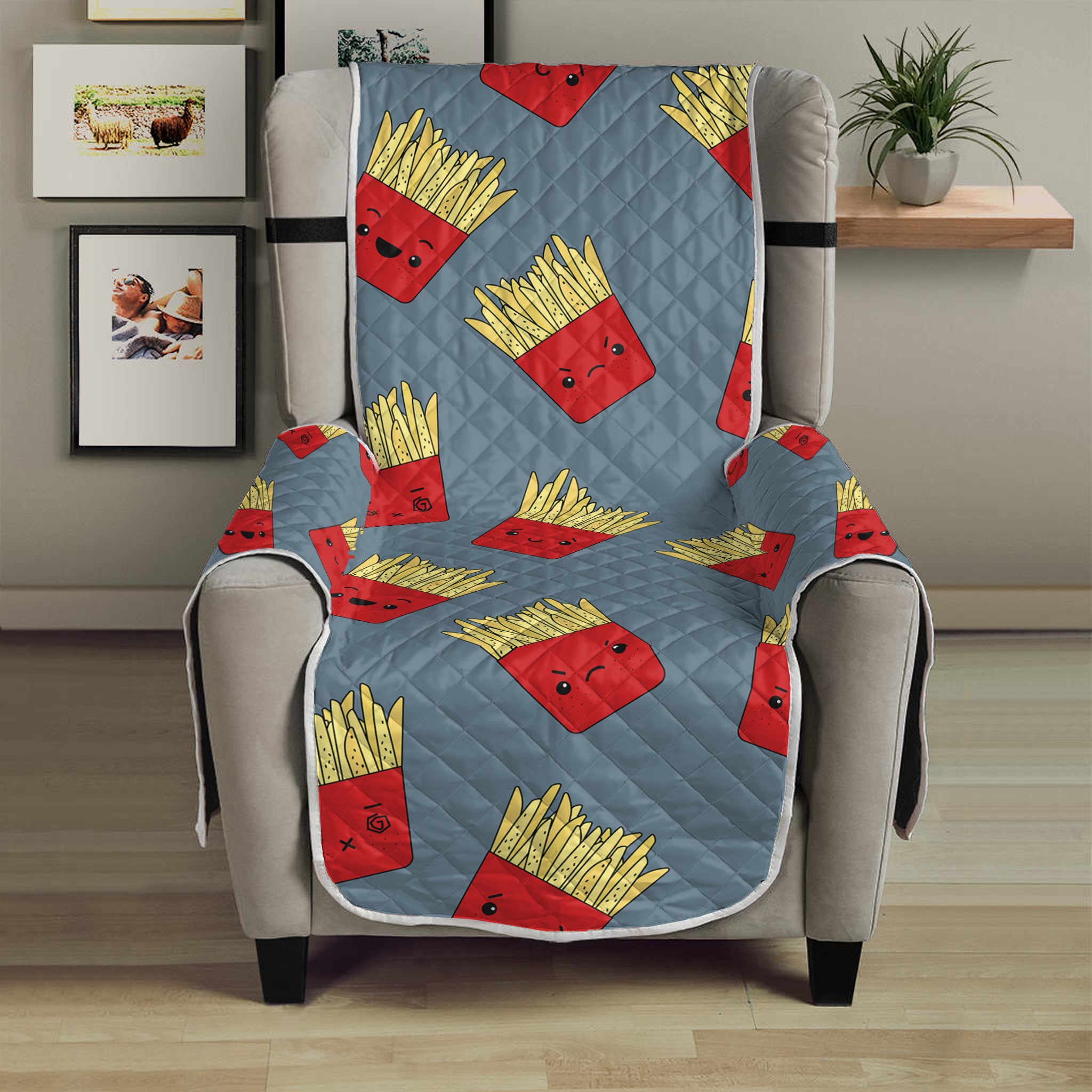 Cute French Fries Pattern Print Armchair Protector