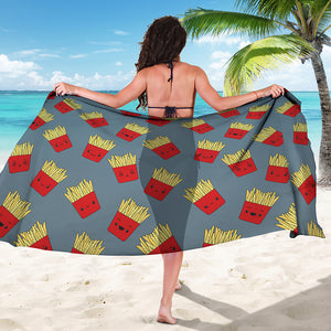 Cute French Fries Pattern Print Beach Sarong Wrap