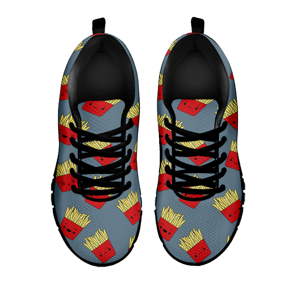 Cute French Fries Pattern Print Black Sneakers