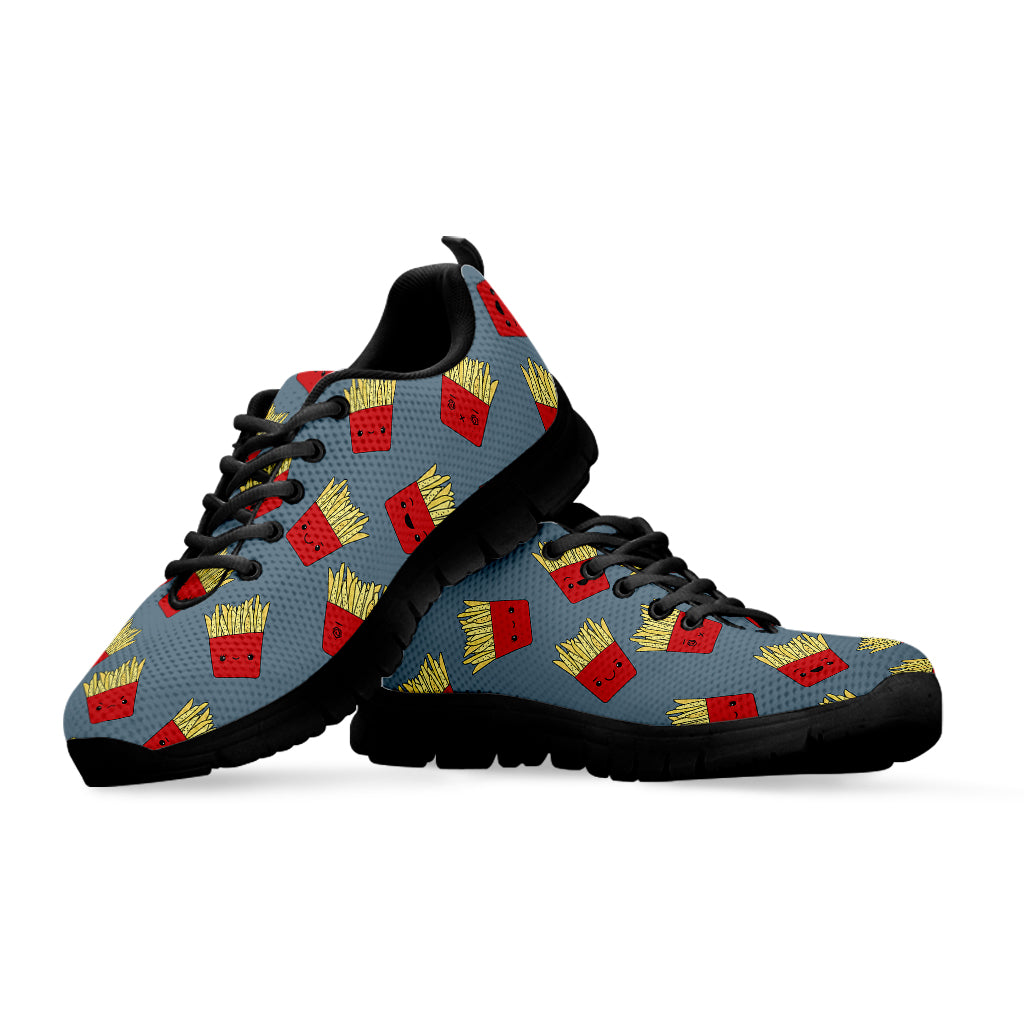 Cute French Fries Pattern Print Black Sneakers