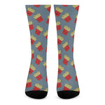 Cute French Fries Pattern Print Crew Socks