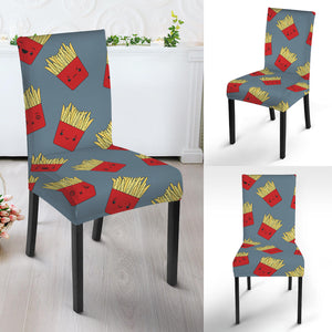 Cute French Fries Pattern Print Dining Chair Slipcover