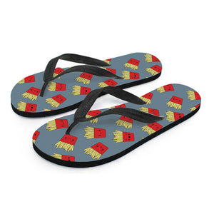 Cute French Fries Pattern Print Flip Flops