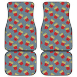 Cute French Fries Pattern Print Front and Back Car Floor Mats