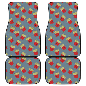 Cute French Fries Pattern Print Front and Back Car Floor Mats