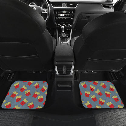 Cute French Fries Pattern Print Front and Back Car Floor Mats