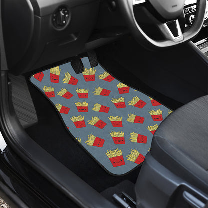 Cute French Fries Pattern Print Front and Back Car Floor Mats
