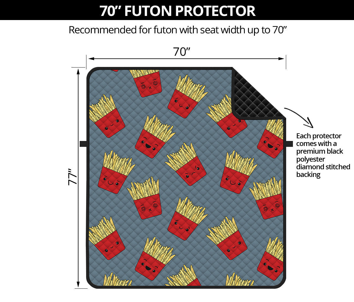 Cute French Fries Pattern Print Futon Protector