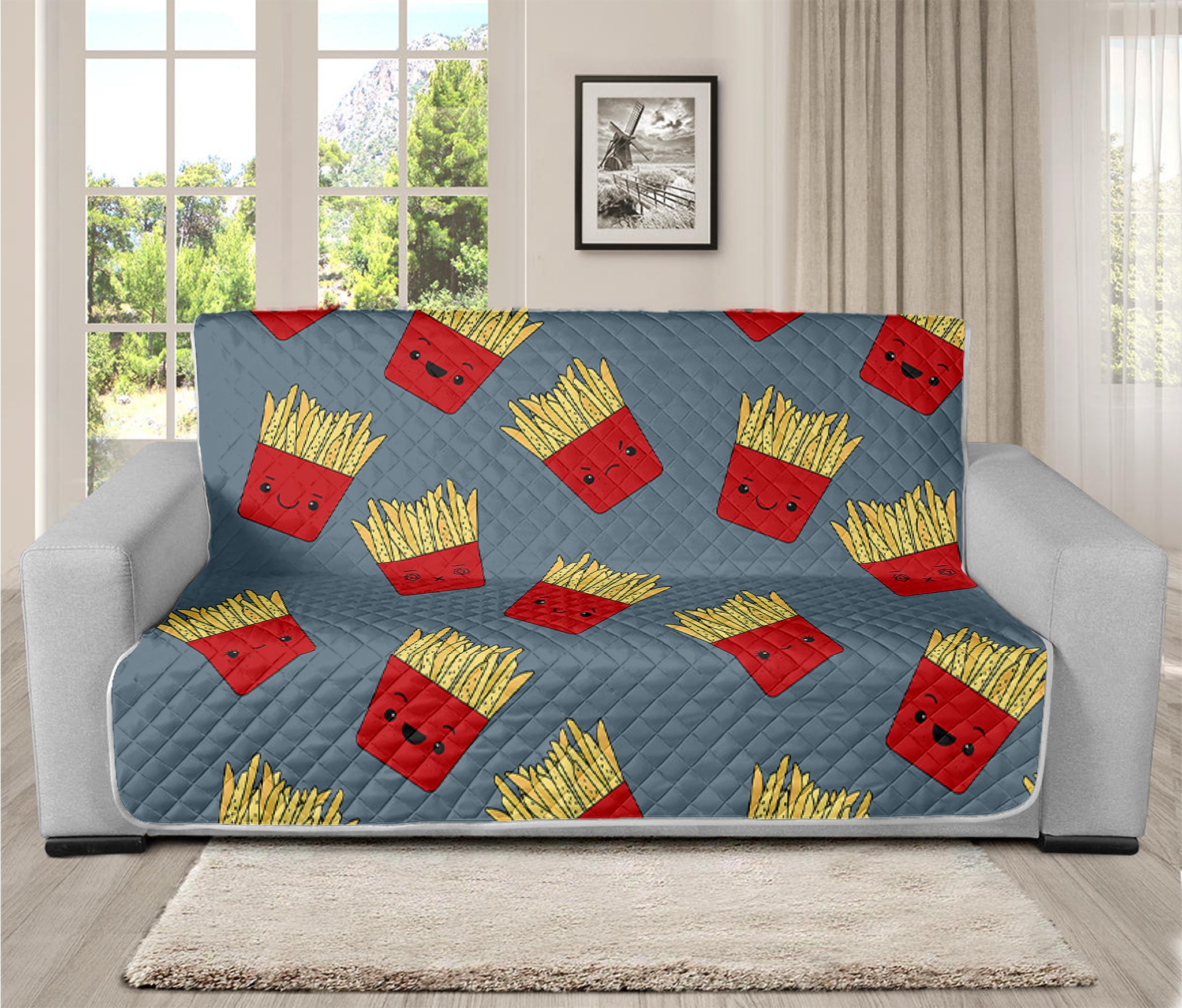 Cute French Fries Pattern Print Futon Protector