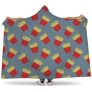 Cute French Fries Pattern Print Hooded Blanket