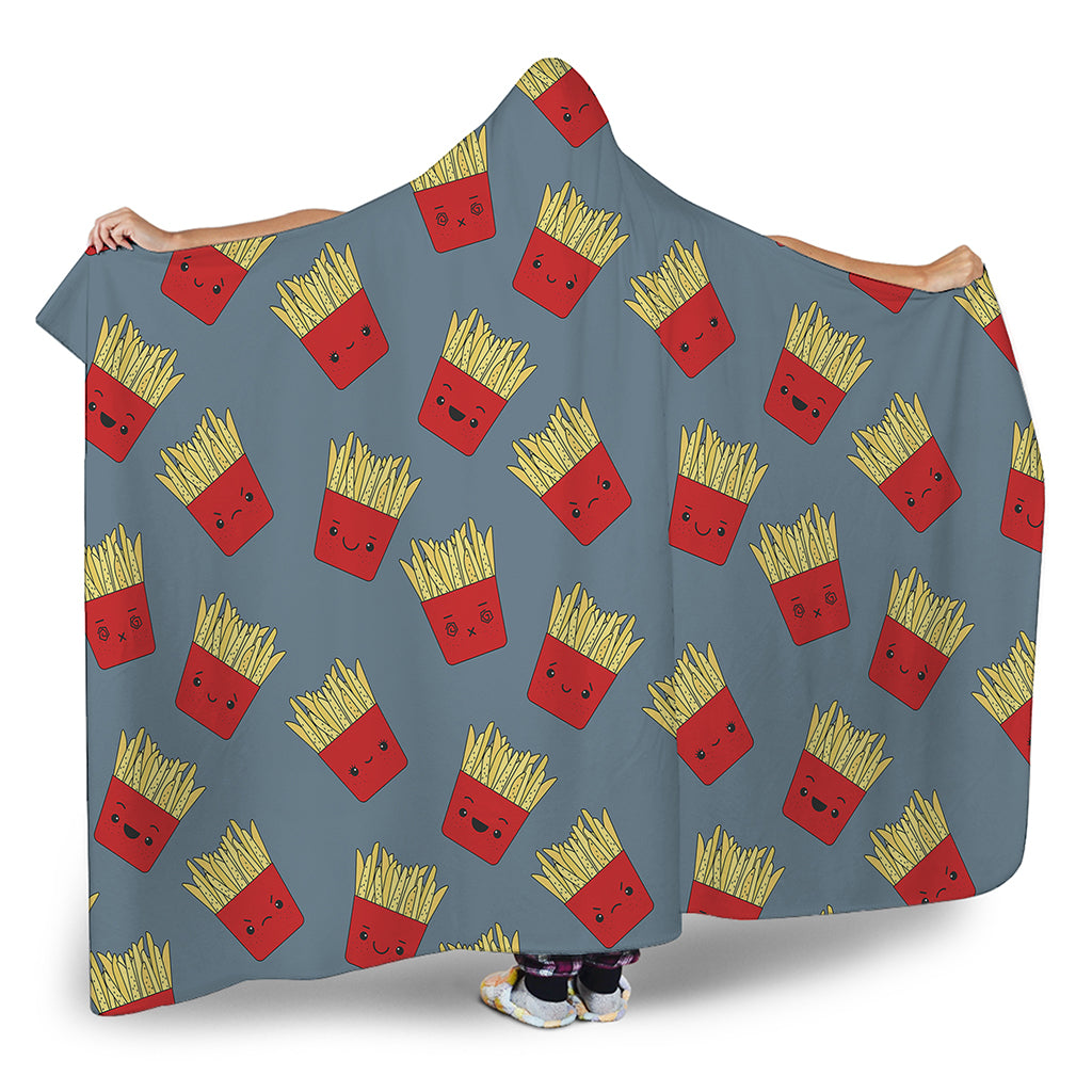 Cute French Fries Pattern Print Hooded Blanket