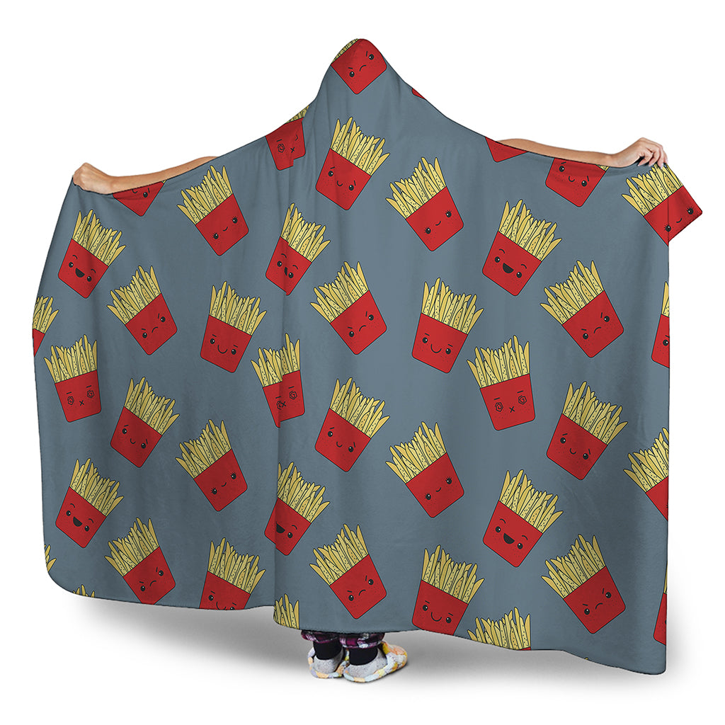 Cute French Fries Pattern Print Hooded Blanket