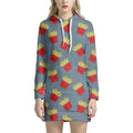 Cute French Fries Pattern Print Pullover Hoodie Dress