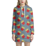 Cute French Fries Pattern Print Hoodie Dress