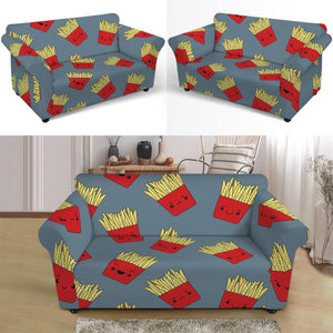 Cute French Fries Pattern Print Loveseat Slipcover