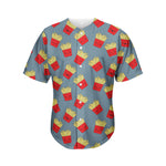 Cute French Fries Pattern Print Men's Baseball Jersey