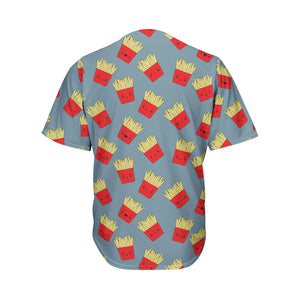 Cute French Fries Pattern Print Men's Baseball Jersey