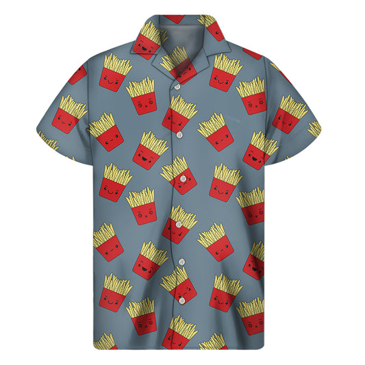 Cute French Fries Pattern Print Men's Short Sleeve Shirt
