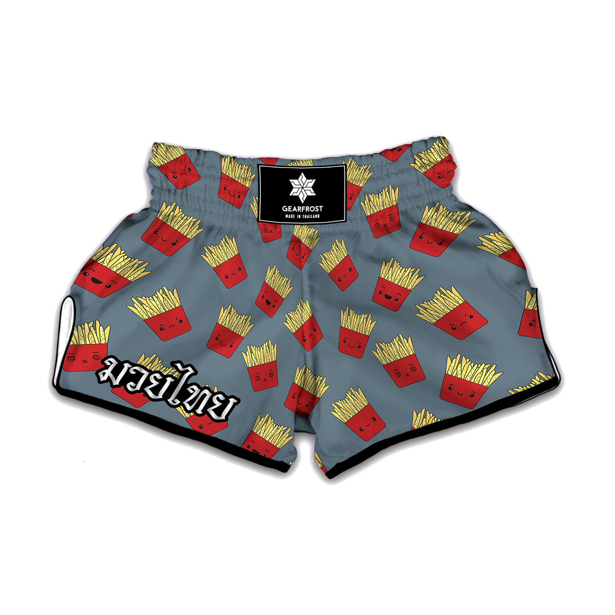 Cute French Fries Pattern Print Muay Thai Boxing Shorts