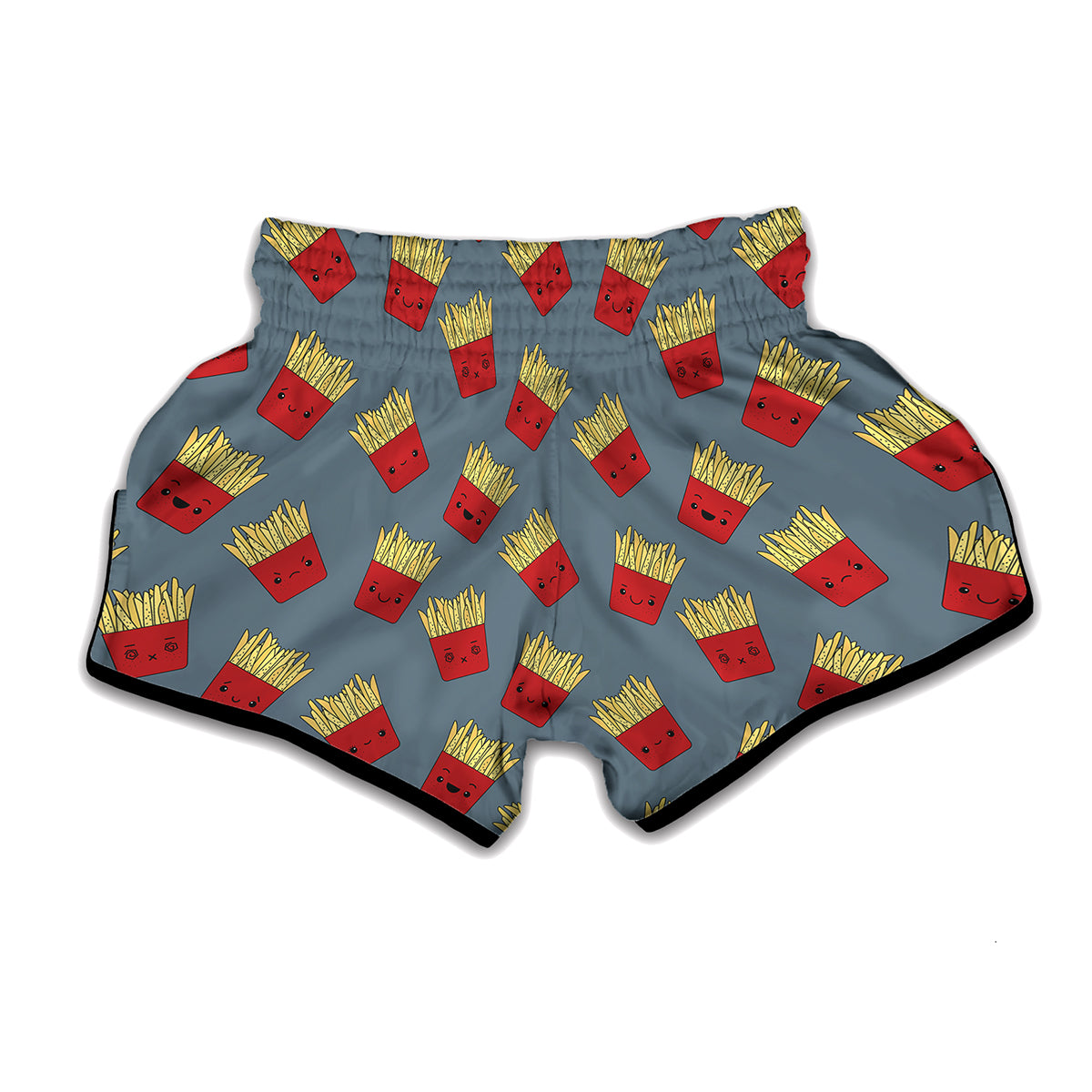 Cute French Fries Pattern Print Muay Thai Boxing Shorts