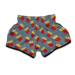 Cute French Fries Pattern Print Muay Thai Boxing Shorts
