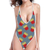 Cute French Fries Pattern Print One Piece High Cut Swimsuit