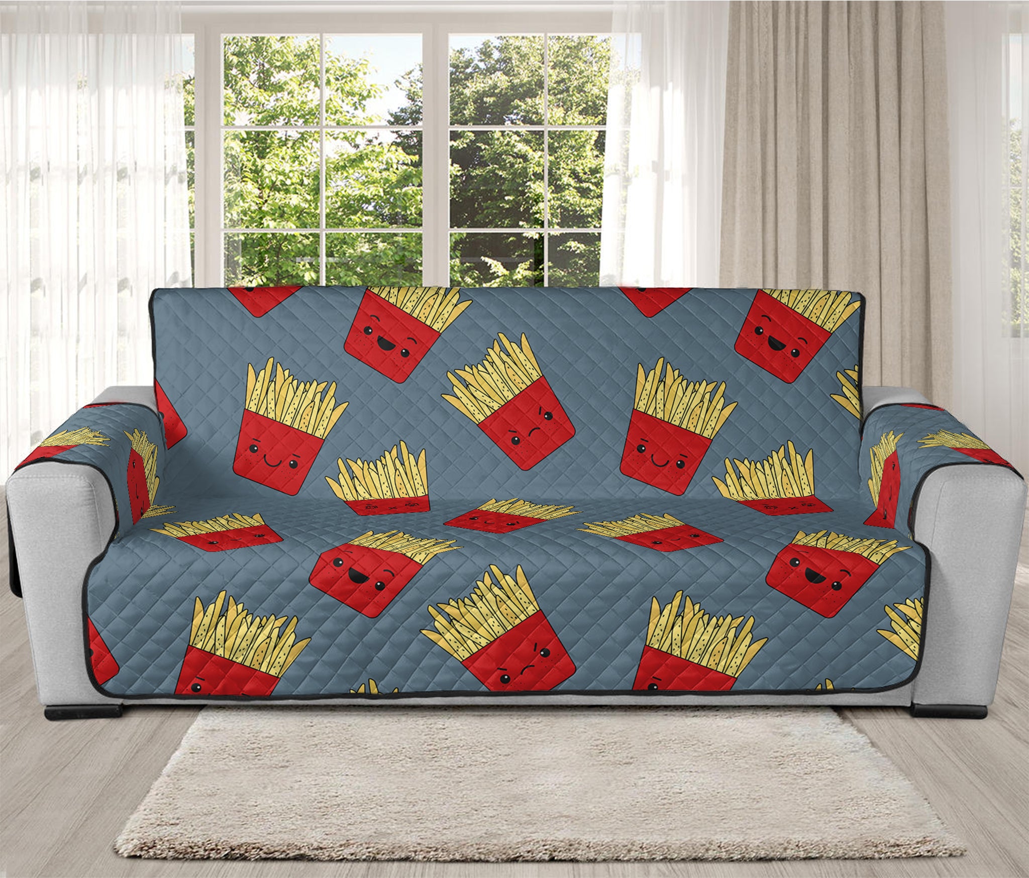 Cute French Fries Pattern Print Oversized Sofa Protector