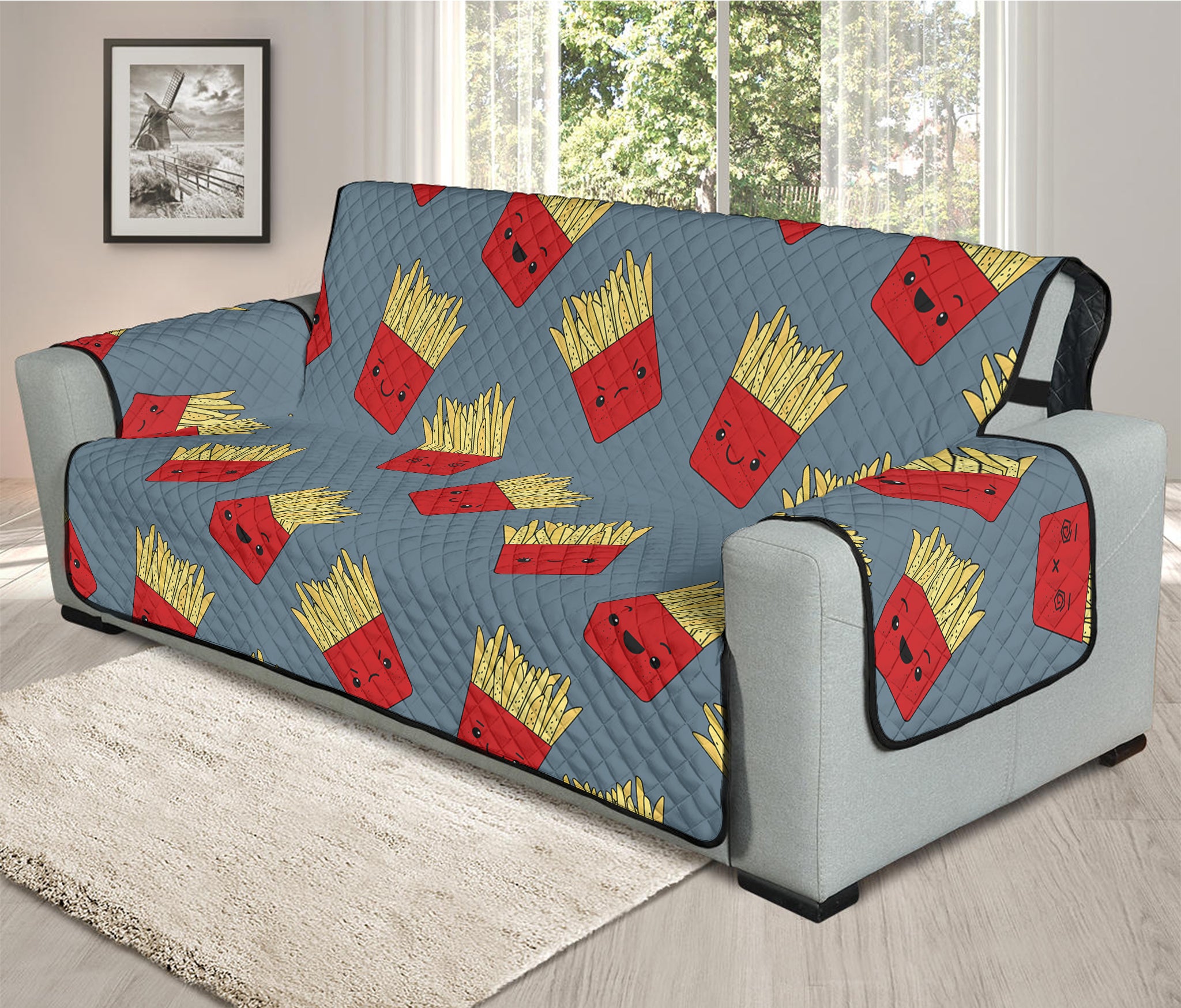 Cute French Fries Pattern Print Oversized Sofa Protector