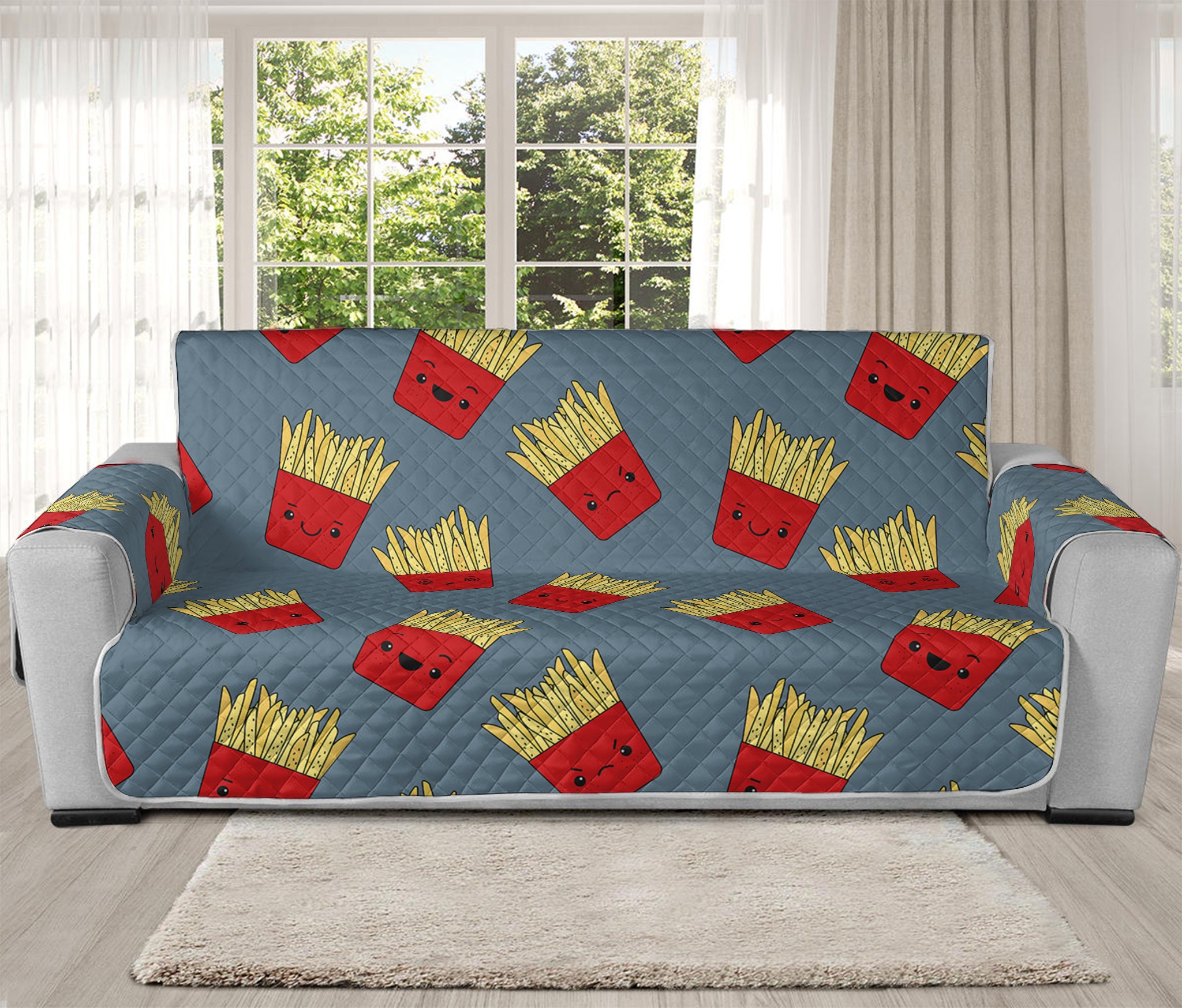 Cute French Fries Pattern Print Oversized Sofa Protector