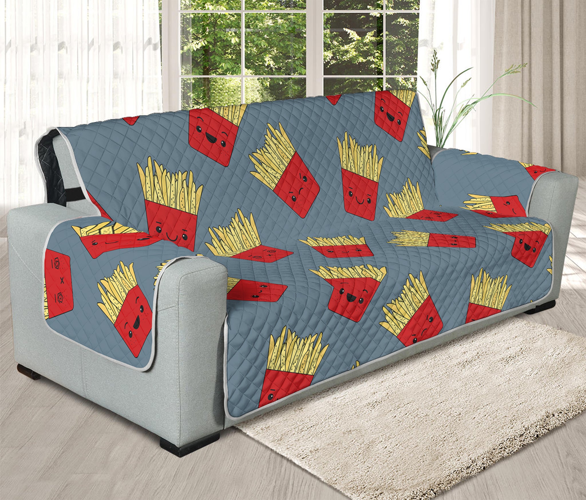 Cute French Fries Pattern Print Oversized Sofa Protector