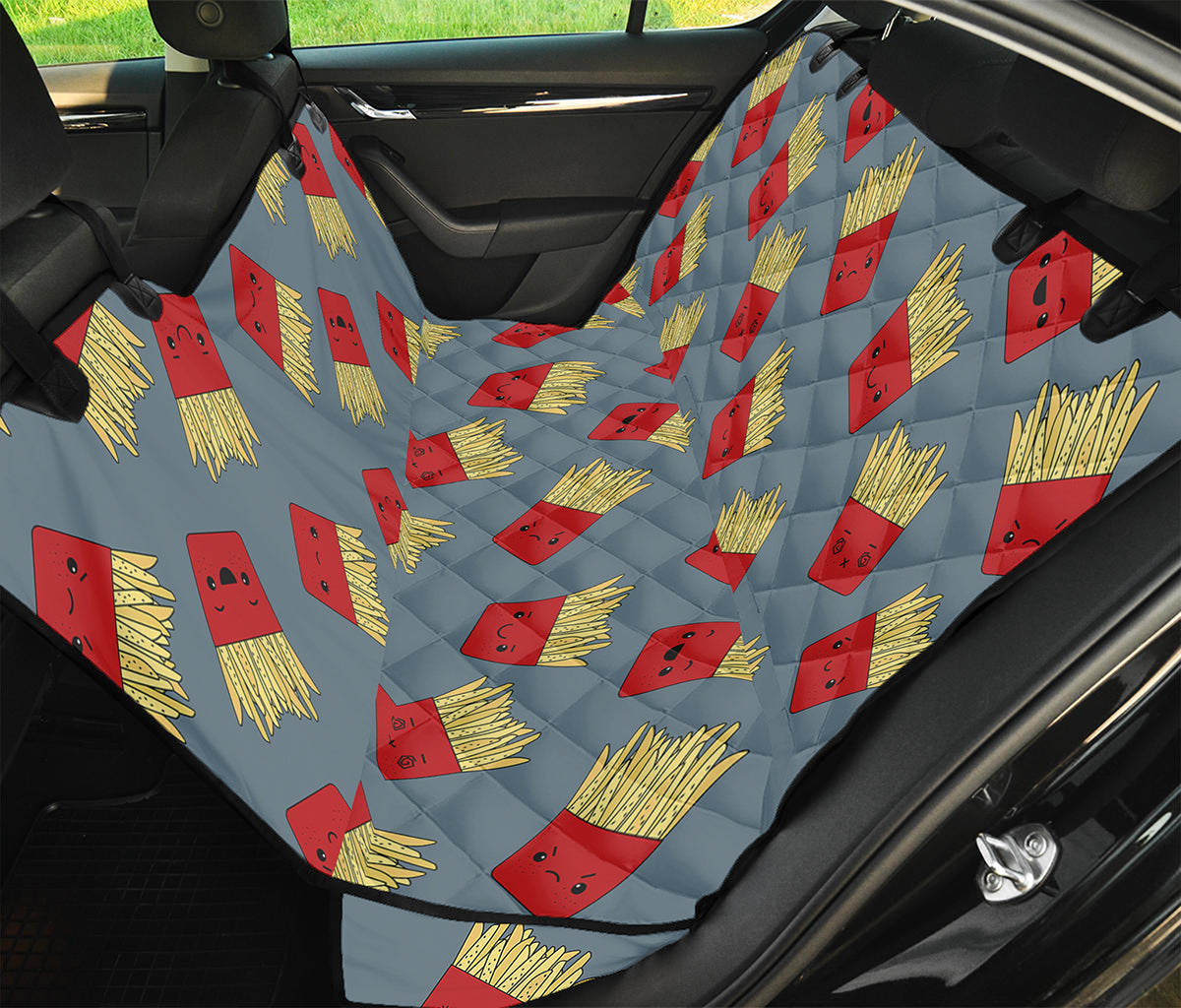 Cute French Fries Pattern Print Pet Car Back Seat Cover