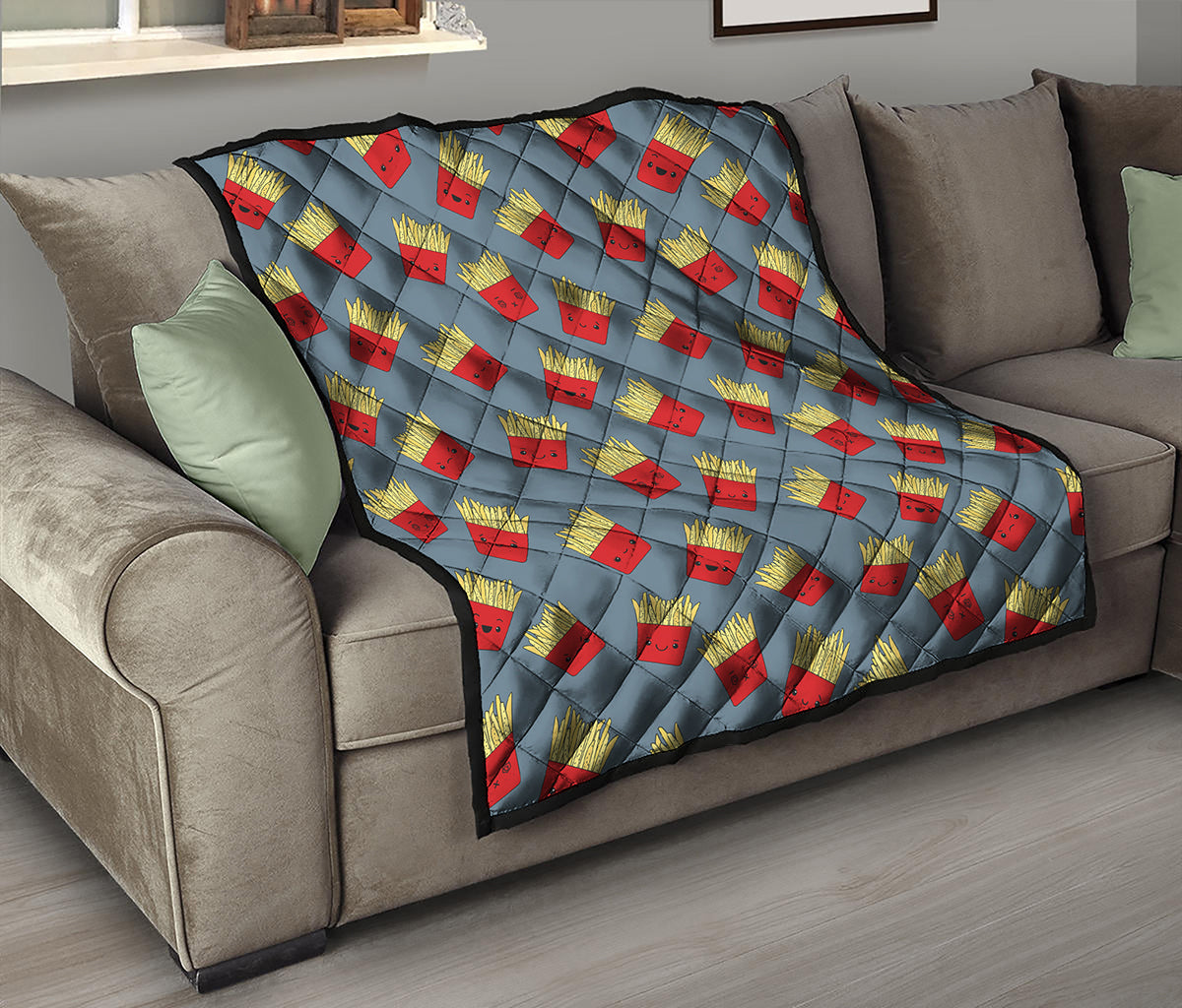 Cute French Fries Pattern Print Quilt