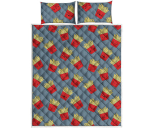 Cute French Fries Pattern Print Quilt Bed Set