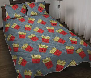 Cute French Fries Pattern Print Quilt Bed Set