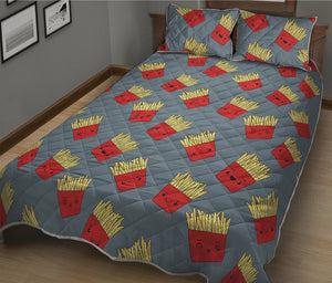 Cute French Fries Pattern Print Quilt Bed Set