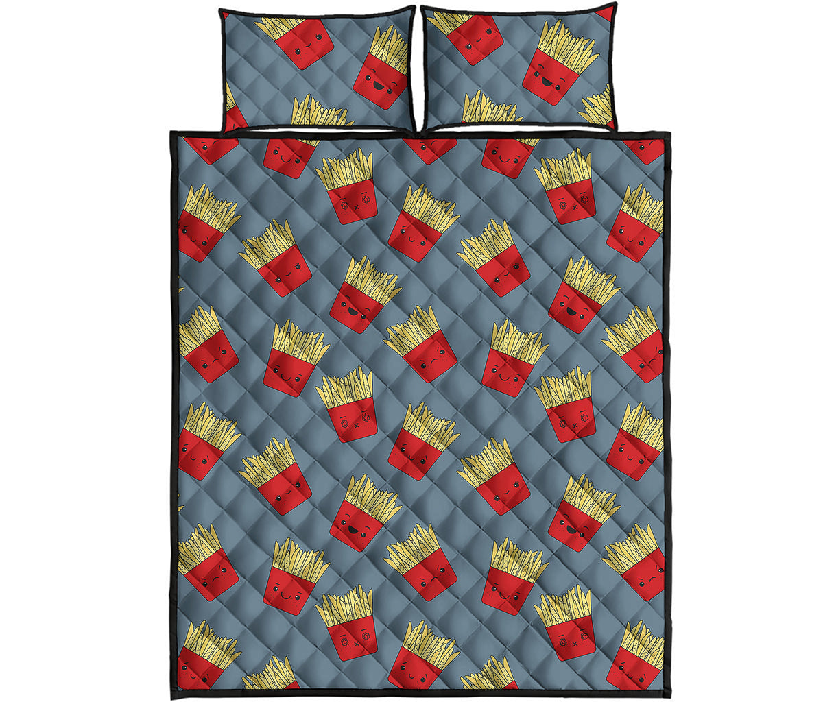 Cute French Fries Pattern Print Quilt Bed Set