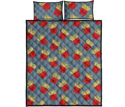 Cute French Fries Pattern Print Quilt Bed Set
